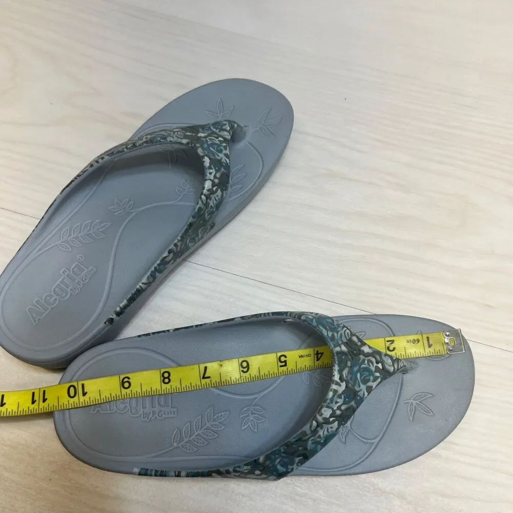 Alegria Printed Recovery Thong Sandals Womens Blue Casual Floral EU 40 US 9.5‎